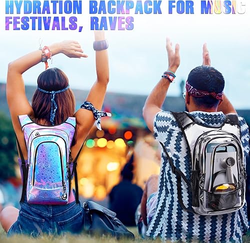 Miniatura 6 de Mochila de hidratación, paquete de hidratación para festivales, mochila de agua con vejiga de hidratación de 2 litros, mochila de hidratación para