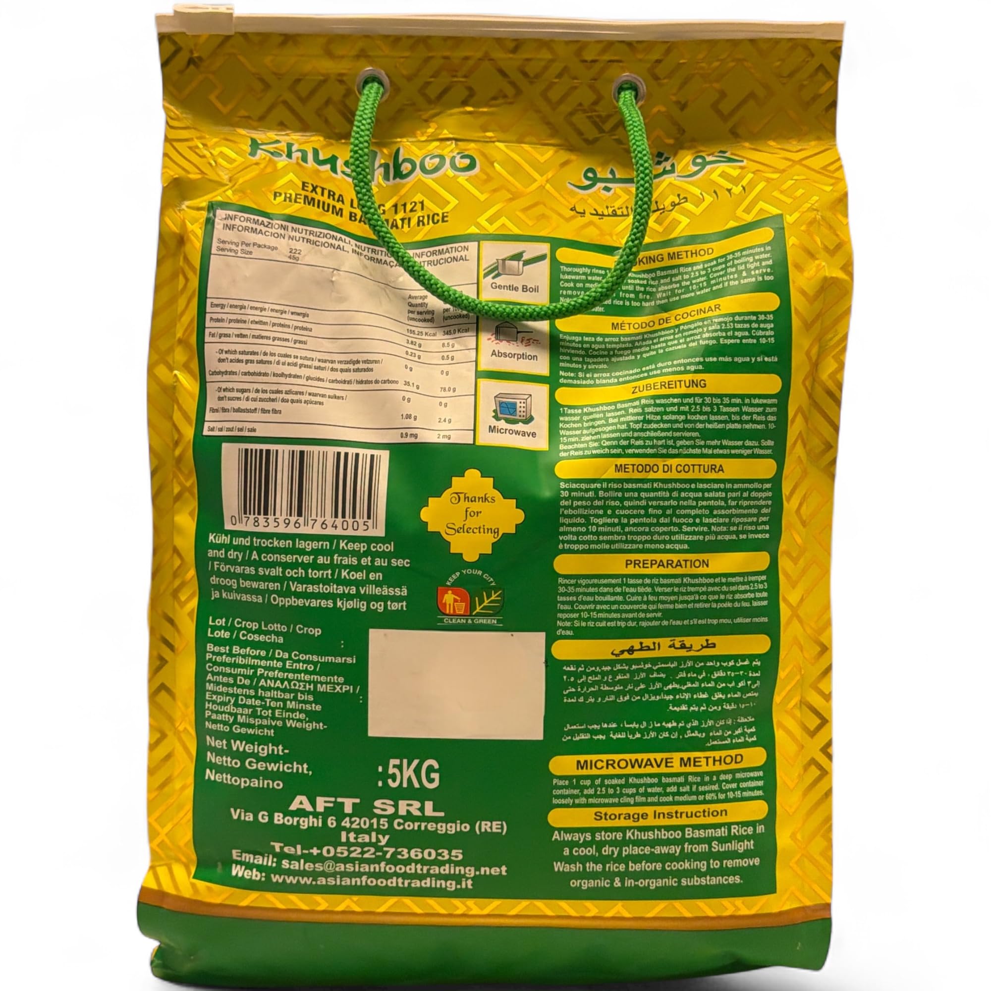Khushboo Gold Premium 1121 Basmati Reis - 4x 5 kg - indischer Langkornduftreis - ohne Zusätze & höchste Qualität - ideal für Reisgerichte mit Relish & Chutney - aus der Himalaya Region