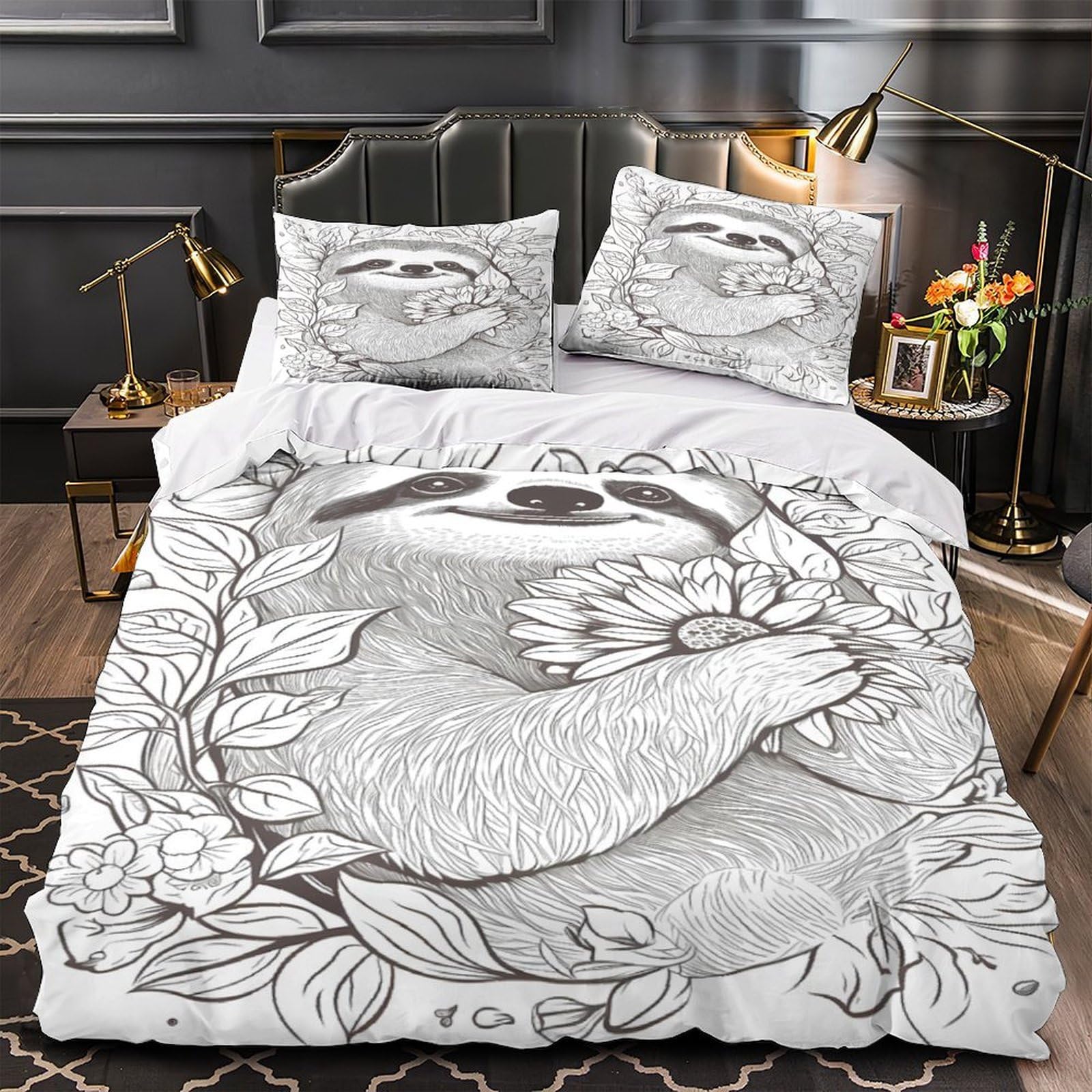 Housse de couette paresseux 135x200 parure lit microfibre
