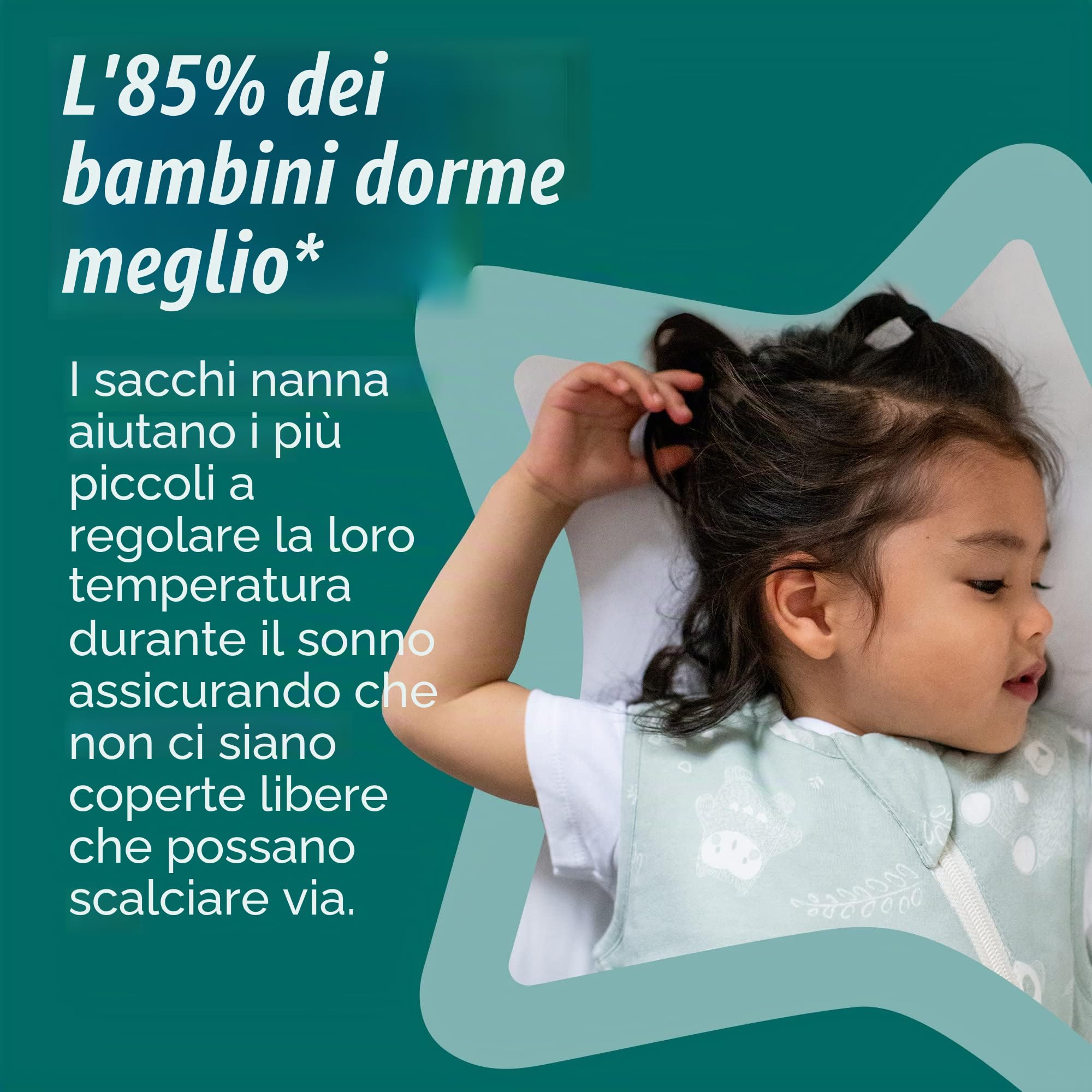 Tommee Tippee Sacco nanna per bambini, 6-18 m, 2,5 Tog per 16-20 °C, design sano per i fianchi, morbido tessuto in cotone, sacco a pelo a braccia aperte, cerniera dal basso verso l'alto