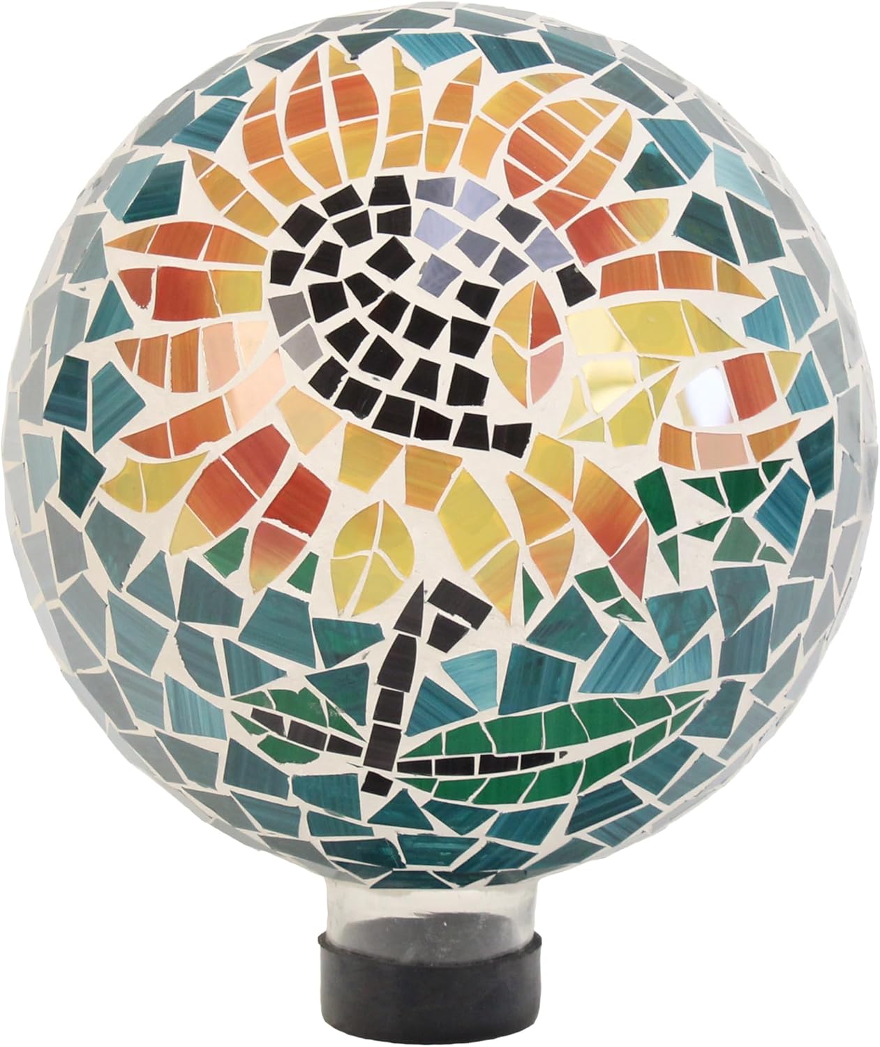 Echo Valley 8327 Sunflower Mosaic Gazing Globe Outdoor Décor for Lawns and Gardens, 10 inches