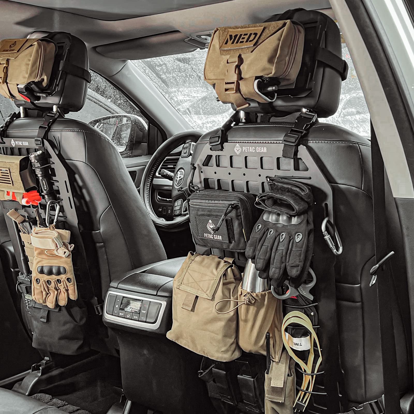 PETAC GEAR Rigid Molle Panel For Vehicles,Car Headrest Organizer, Truck Mount Panels For Tactical Gears (Black) : Sports & Outdoors