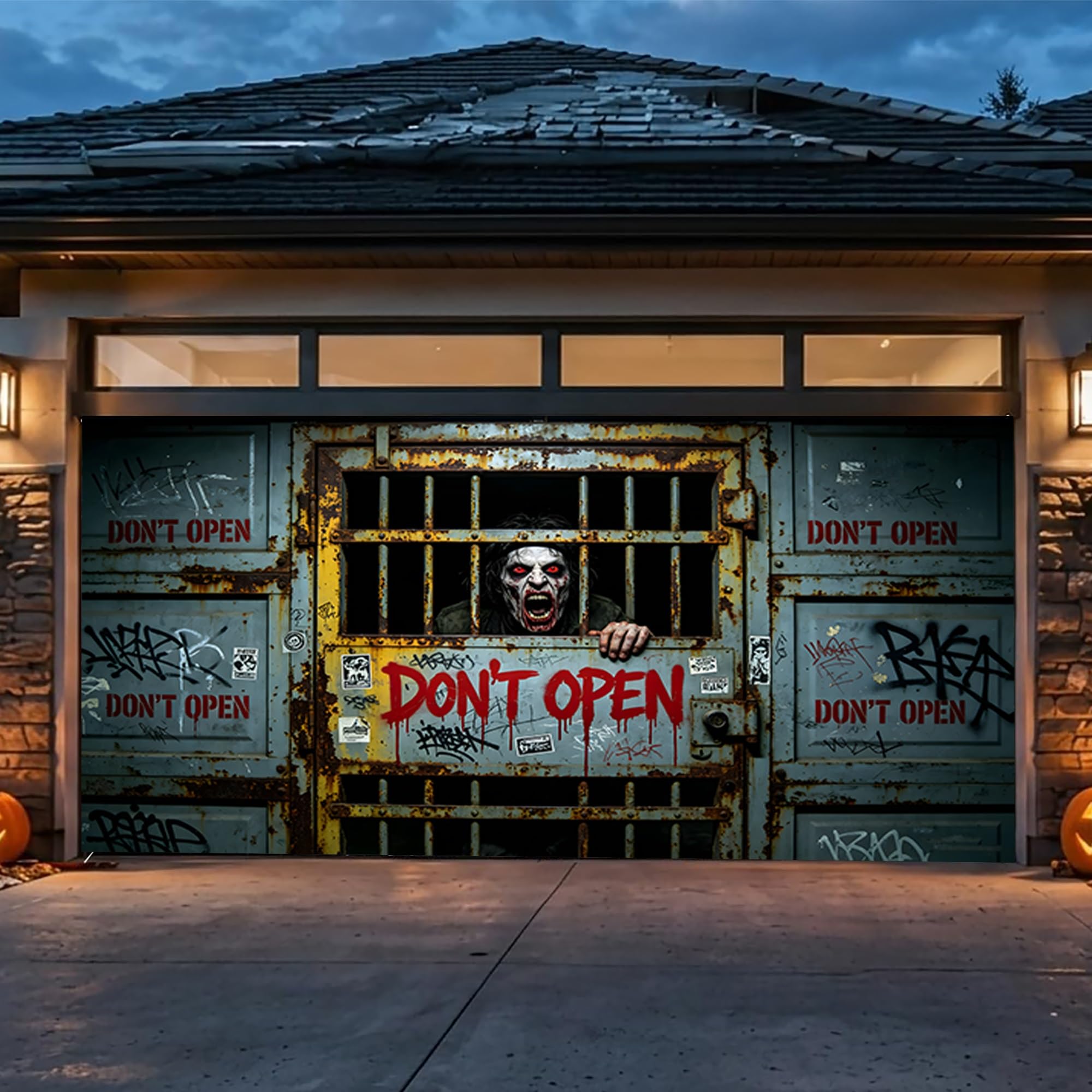 Tło dekoracyjne na Halloween bramy garażowej, duża osłona bramy garażowej