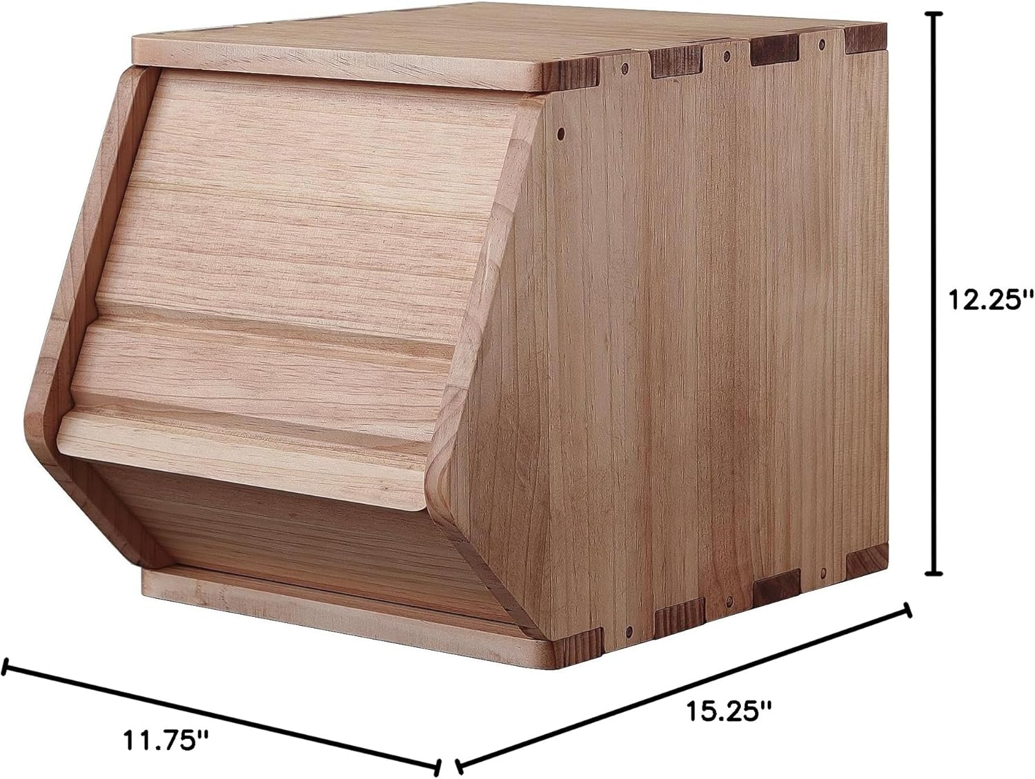 Stackable Solid Wood Storage Chests,Bins with Lids,Modular Wooden Multi-use Box,Closet Storage Organizers,Hall Entryway Cabinet,Drawers,Potato,Onion,Bread,Classify by Items,11.75”W(1 Pack)