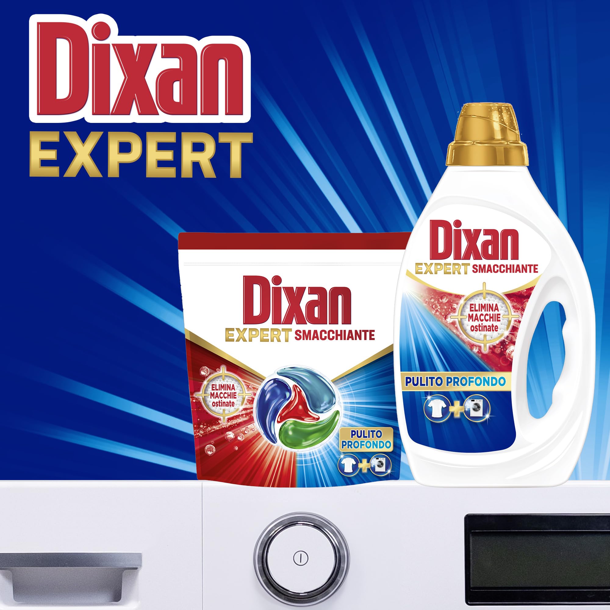 Dixan Liquido Expert Smacchiante Detersivo Lavatrice, 6 confezioni da 17 Lavaggi, Detersivo liquido per una pulizia profonda del bucato e freschezza igienica per lavatrice, Rimuove le macchie da 20°C