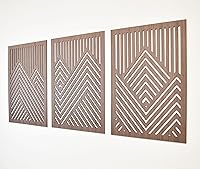 Vista 4 de ZellCreative Juego de 3 paneles geométricos de madera para decoración de pared, montañas