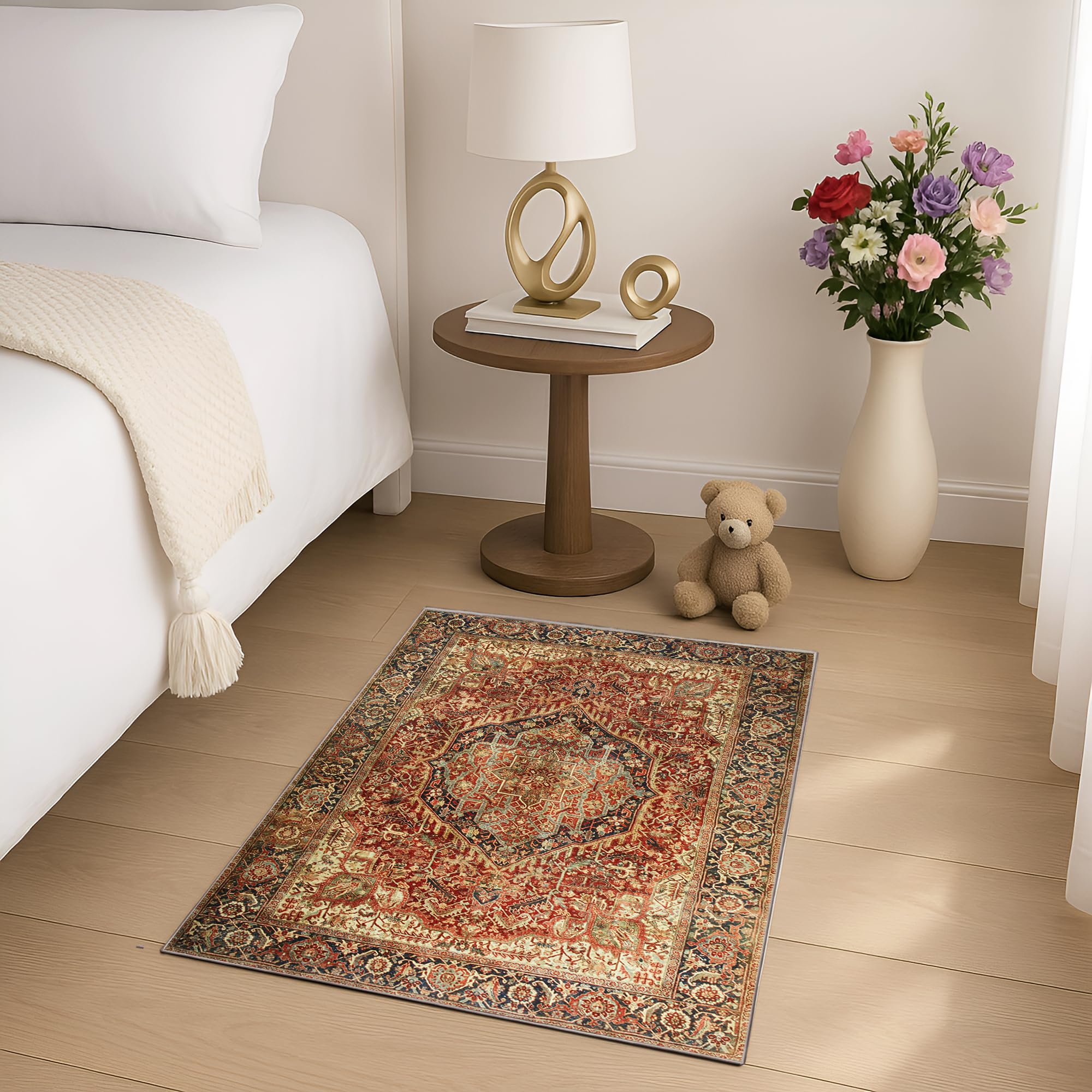 BedLooms Washable Rugs Living Room Area Rugs for Bedroom Boho Rug 60x110 cm – Non Slip Traditional Vintage Boho Cashmere Design Floor Carpet Oriental Floral Bedside Rug (Majestic) — image 1