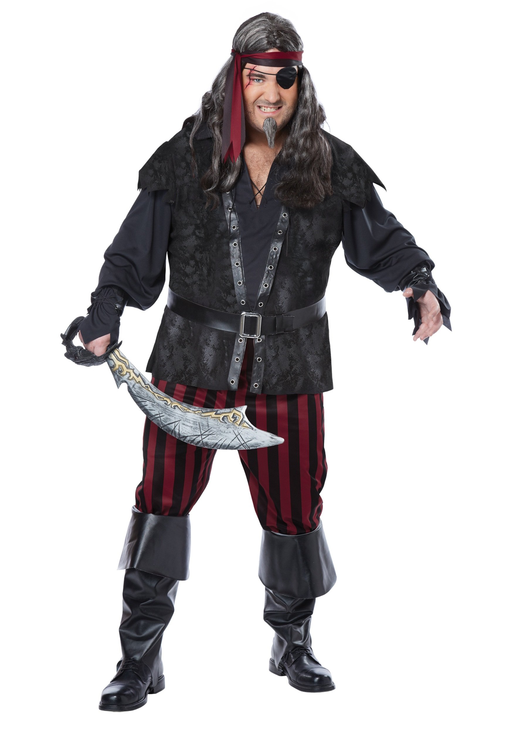 California Costumes 1739 RUTHLESS ROGUE Pirate Adult-Sized Costume, Black/Red, PLUS