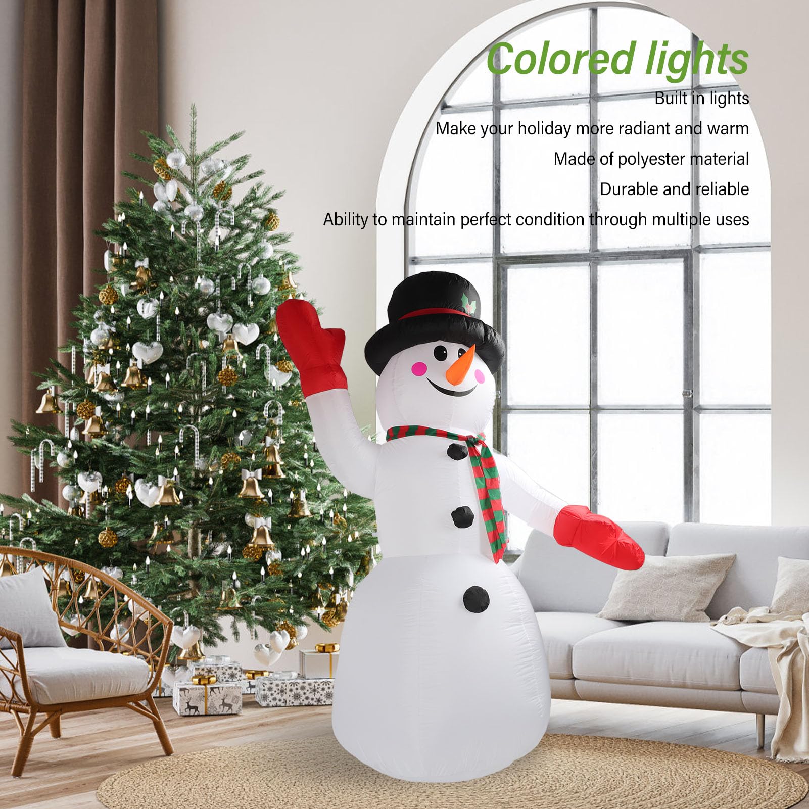 Bonhomme de Neige Gonflable de Noël de 8 Pieds de Haut, avec
