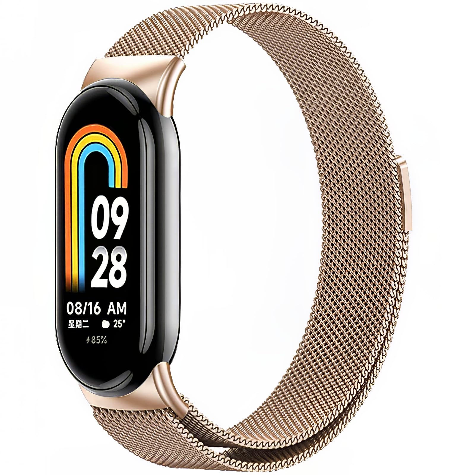 Harikiri Magnetic Straps Compatible with Xiaomi Mi Band 9/8,Metal Replacement Strap for Women and Men, Rose gold, 2 cm