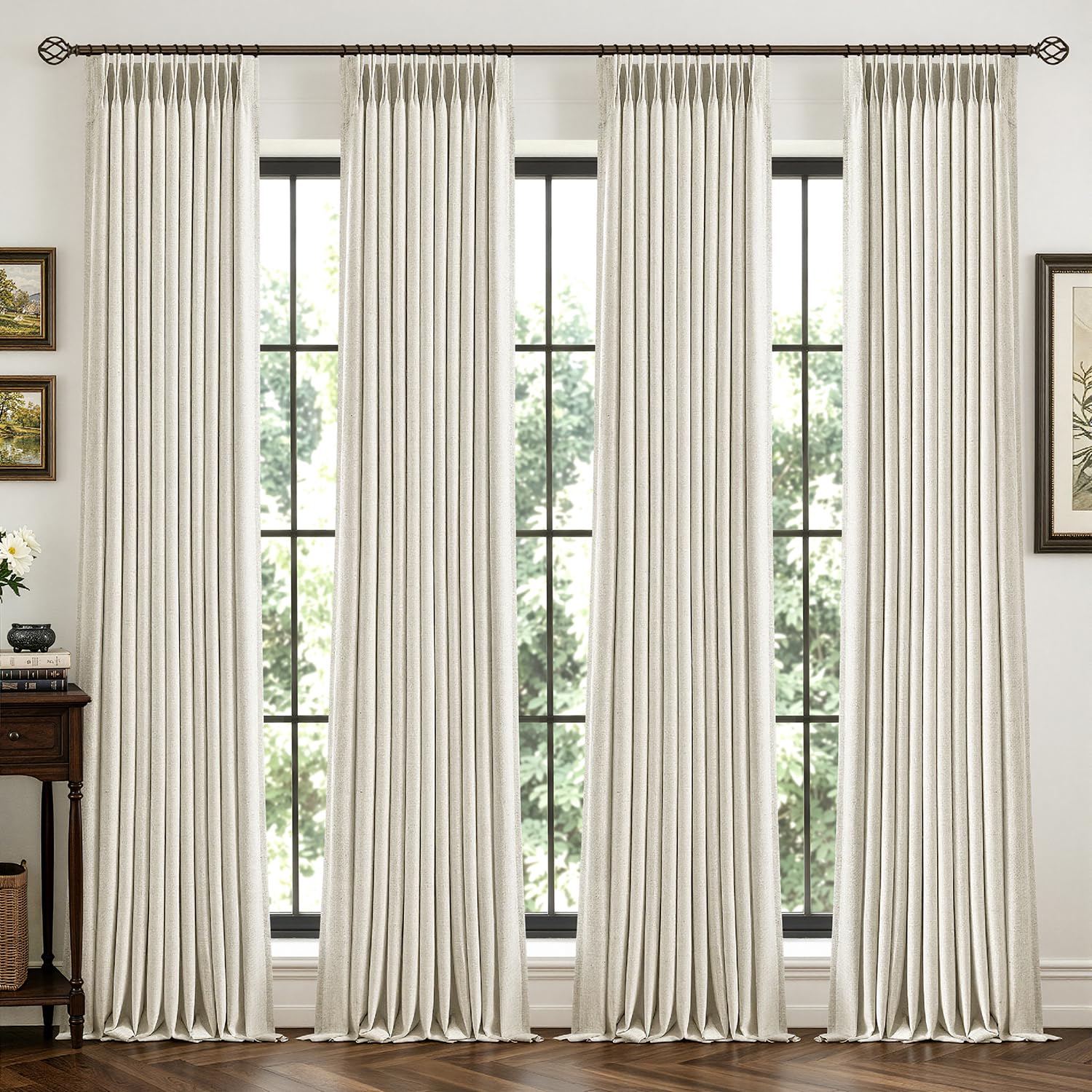 Photo 1 of MIULEE 4-Panel Blackout Linen Curtains 40"x120" Natural