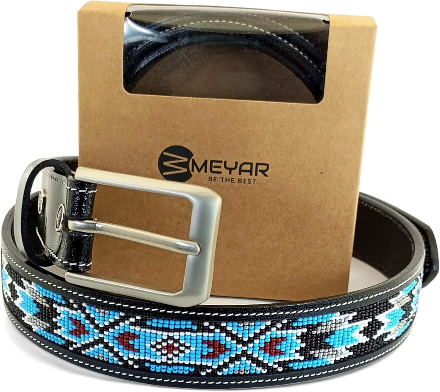 Genuine Leather Hand Crafted Unisex Western Beaded Belt | Bead Belts for Women | Men Beaded Belt