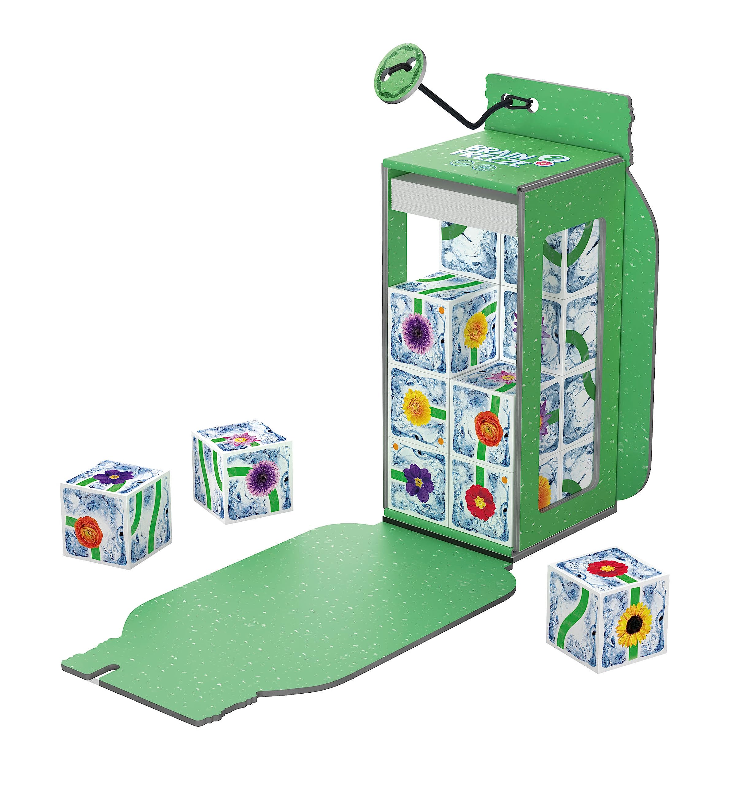 Clementoni - Brain Freeze Fleurs, Jeu de société avec Cubes de Casse-tête, pour Enfants 8 Ans et Toute la Famille, défis de logique et d'observation, 1 à 4 Joueurs, Made in Italy, Langue Italienne,