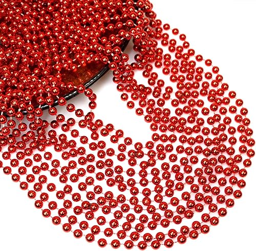 Miniatura 4 de GIFTEXPRESS Paquete de 72 collares de 33 cuentas de Mardi Gras collar de cuentas rojas metálicas mantas de Mardi Gras collares de disfraz de cuentas