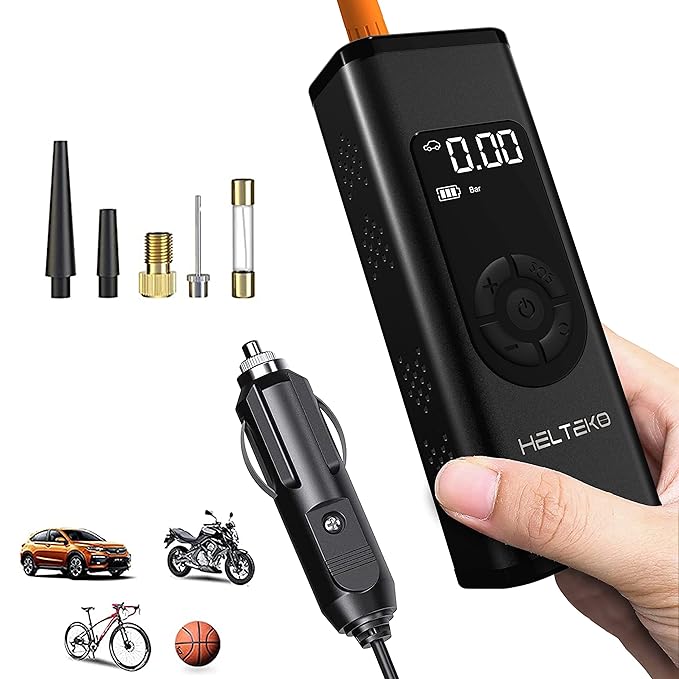 HELTEKO 2023 New Portable Air Compressor Tire Inflator, 6000 MAh 1.5X