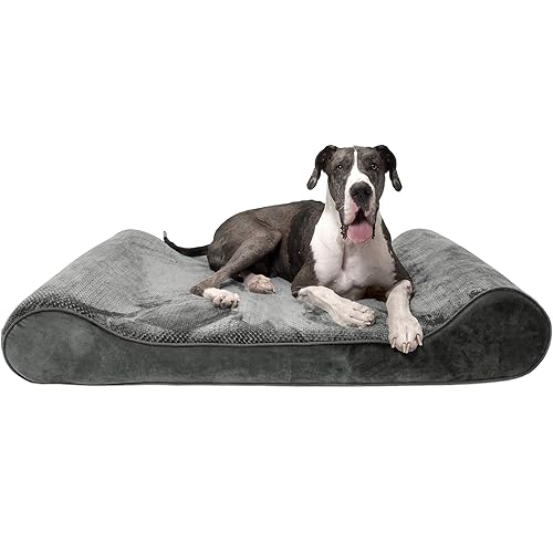 Furhaven Giant Orthopedic Dog Bed Minky Plush & Velvet Luxe Lounger w/ Removable Washable Cover - Gray, Giant (XXX-Large)