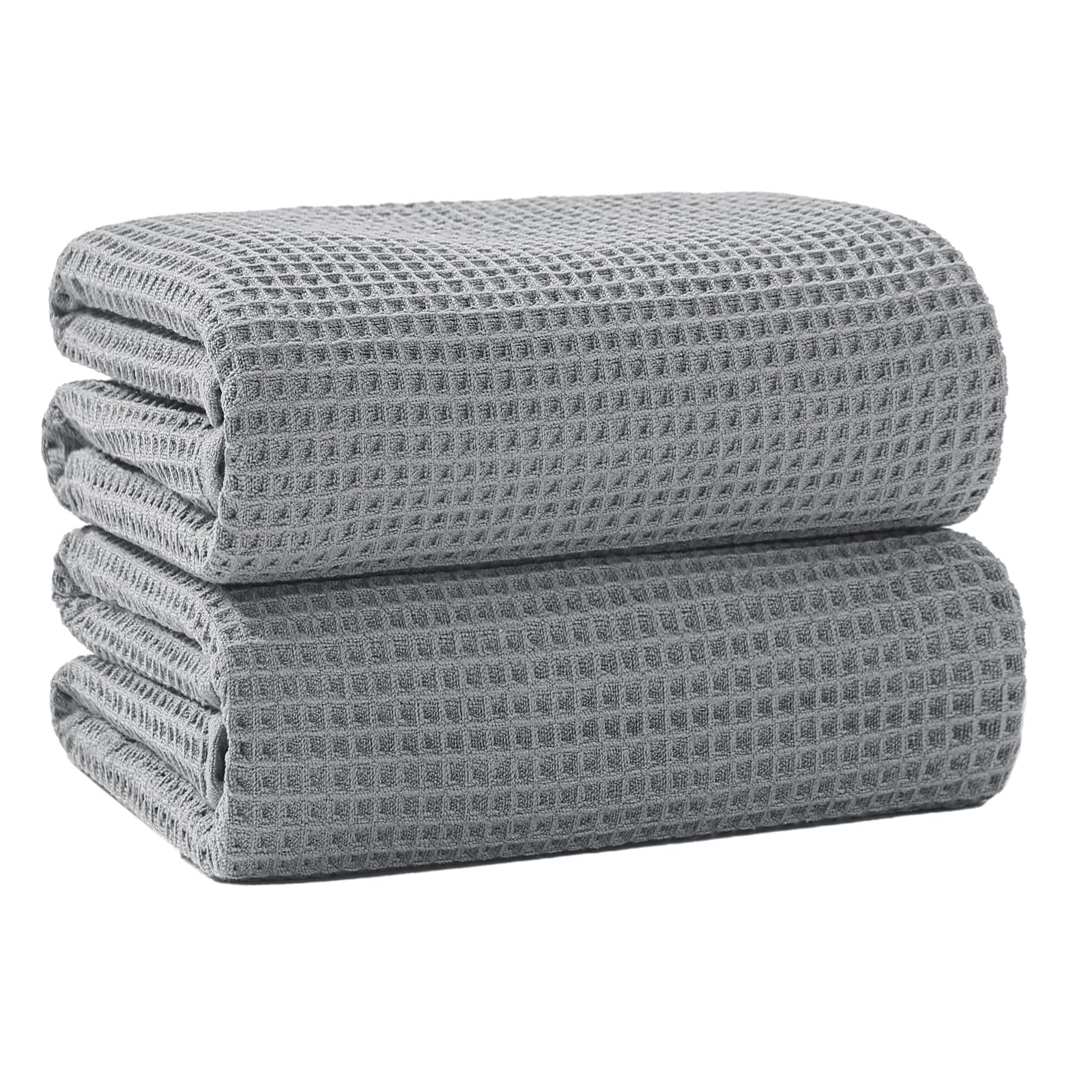 Robmic 40 x 80 Inches Extra Large Bath Sheets Towels Microfiber Waffle Oversized Bath Towels for Bathroom Quick Dry Lightweight (Grey, Bath sheets-