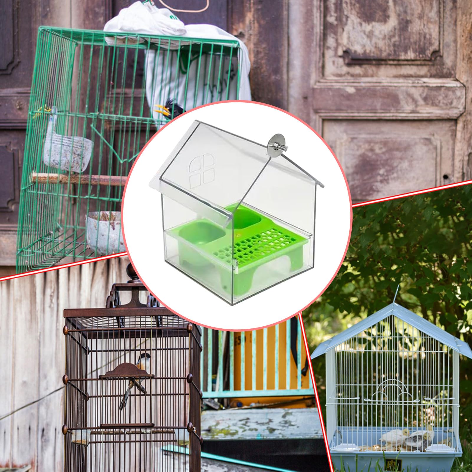 s Casa para Pájaros Exterior y Bebedero Transparente | Bol de Comida para Pájaros Para Periquitos, Colibríes, Pinzones, Balcón, Patio, Jardín, Patio Trasero, Observación de Aves y