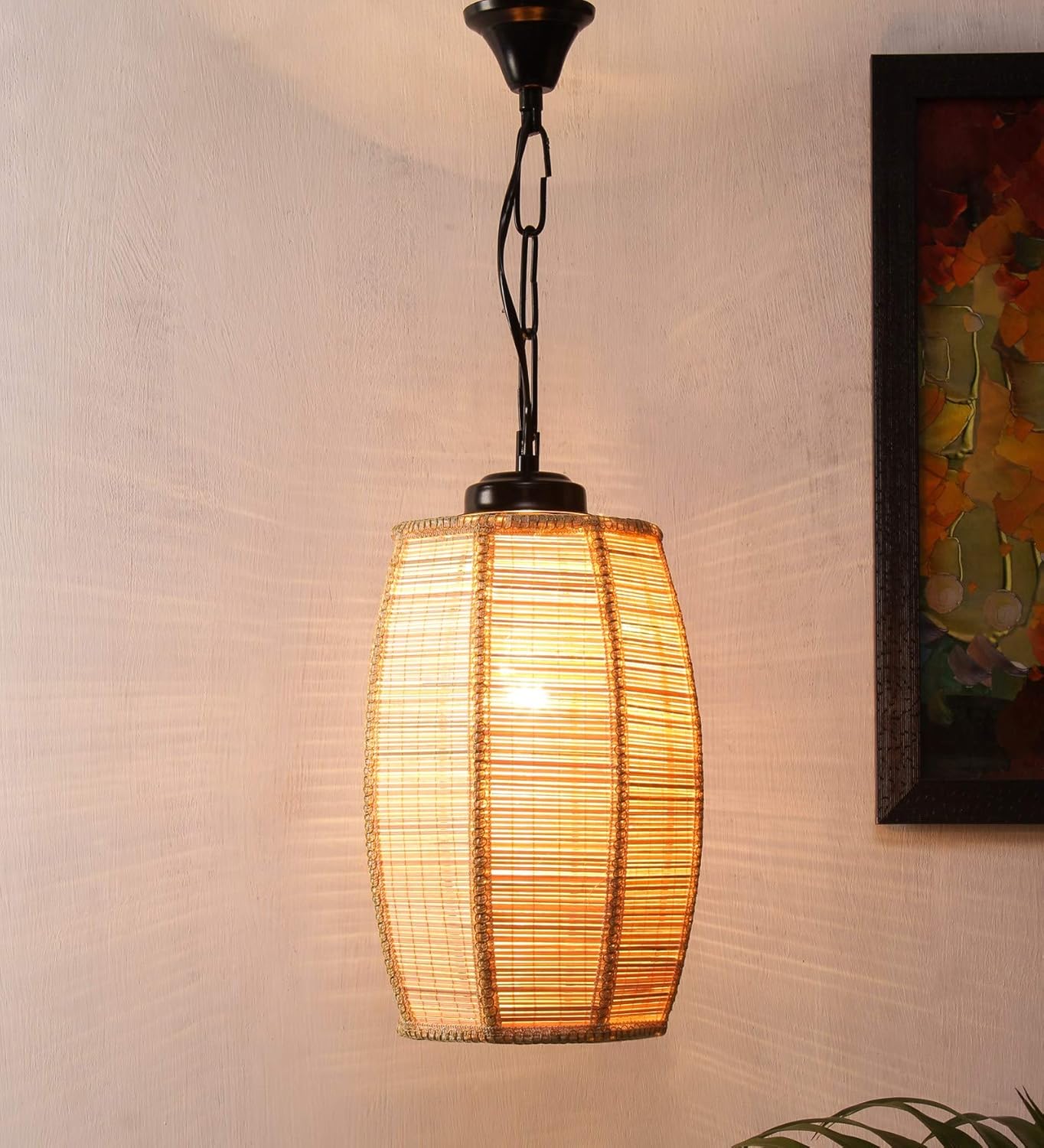 Bamboo Dholak Hanging for Home Décor (Bamboo Natural)