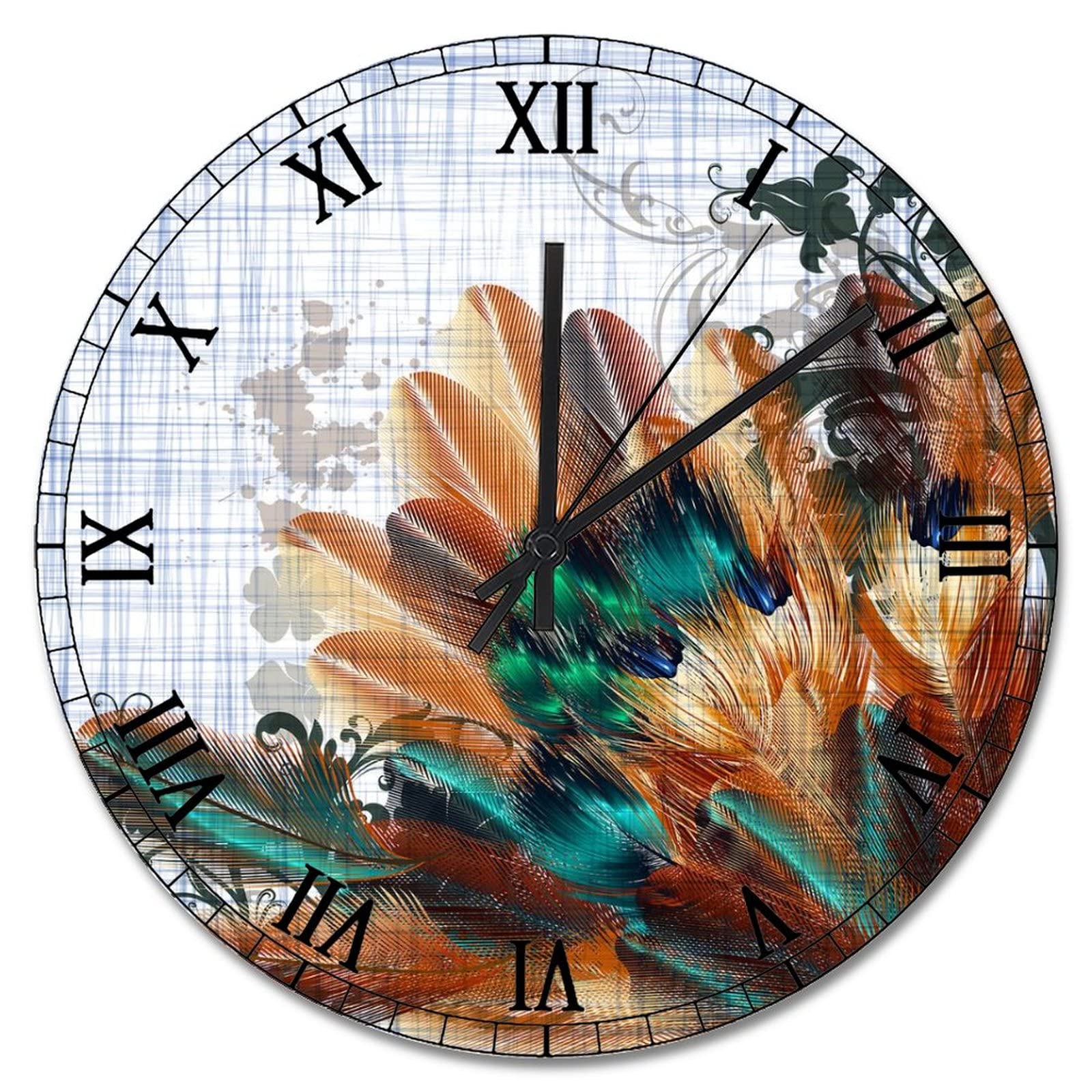 Horloge murale paon romantique rétro 38 cm déco pour salon et chambre