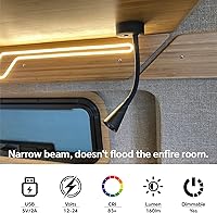 Vista 4 de Acegoo Luz de lectura LED de 12 V, lámpara de lectura regulable con cargador USB, luz de cuello flexible de 12 voltios para barco, cámper