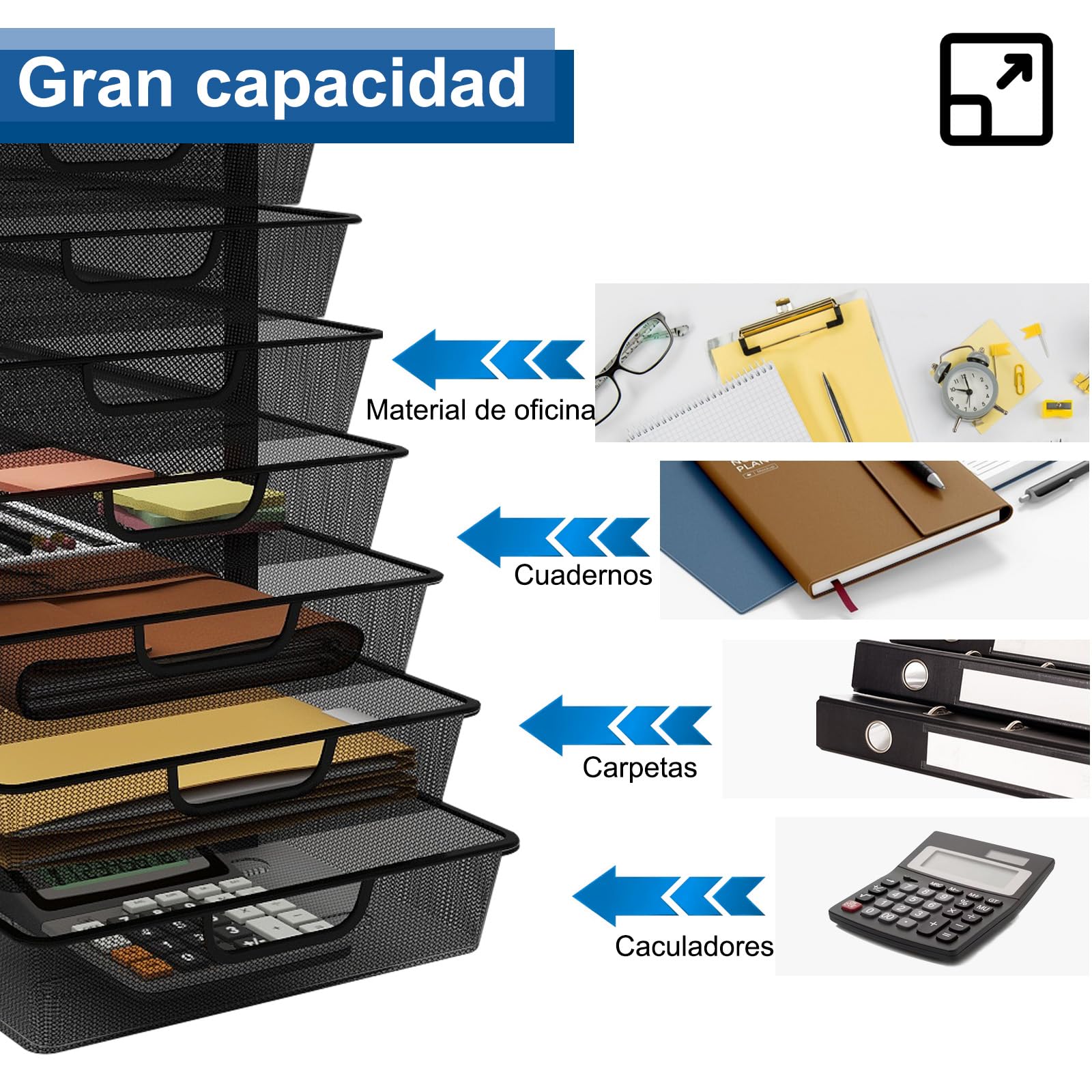 PUNCIA Cajonera con 10 Cajones Organizador Bandeja Oficina de Documentos A4 | Archivador Metálico de Papel Clasificador para Escritorio Almacenamiento Metal Caja de Almacenamiento Material de Oficina