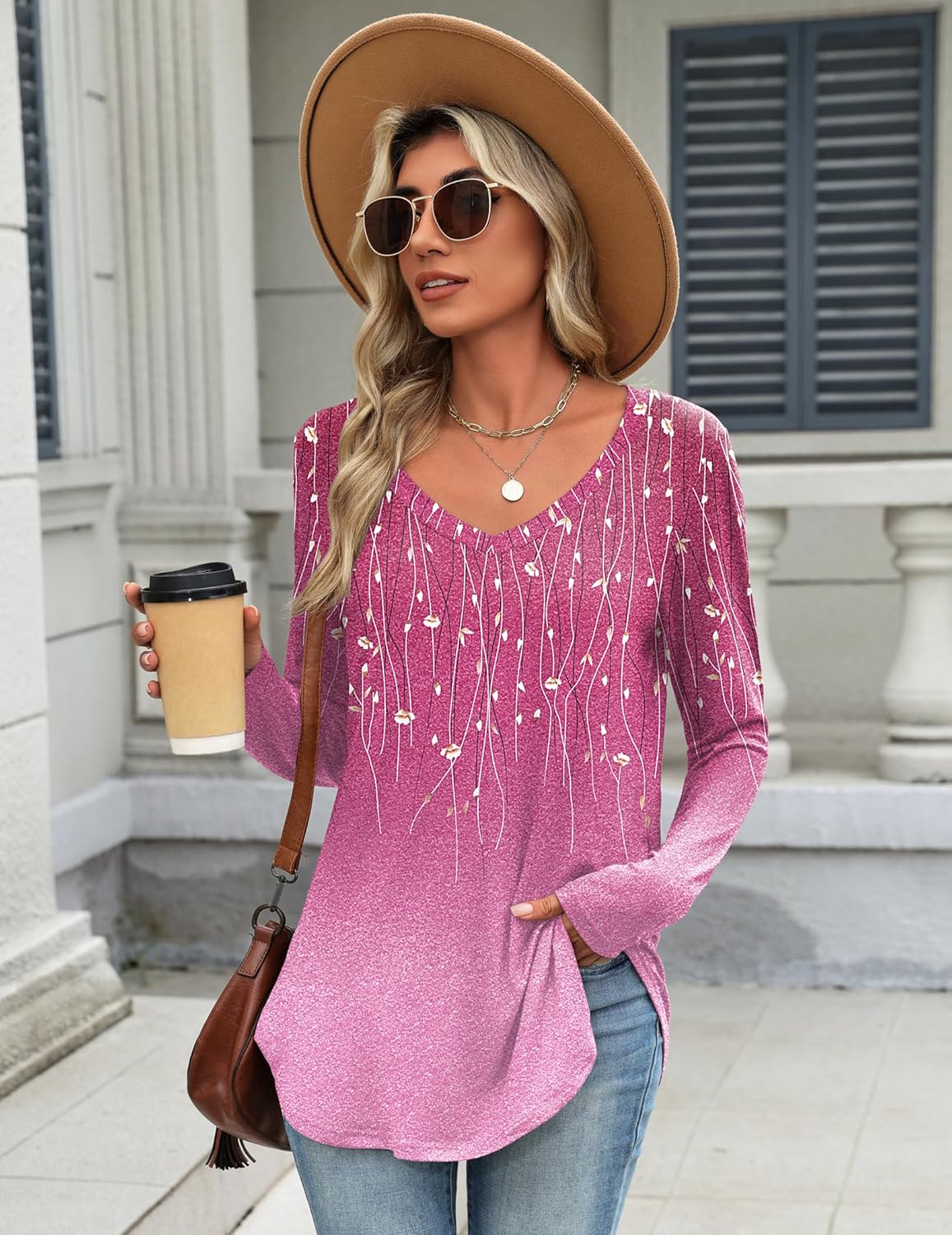 Zeagoo Long Sleeve Tops for Women V Neck Shirt Loose Fall Tunic Tops Dressy Casual Work Blouse 2026 - Image 5