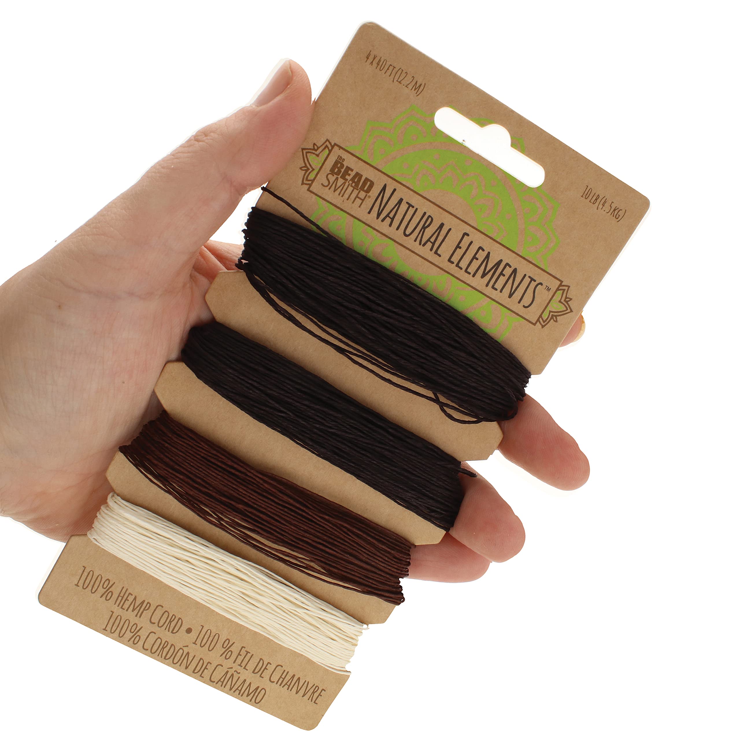The Beadsmith Cordon 100 % chanvre - Couleurs bronze - 0,55 mm - Bobine de 12,2 m, résistance au test de 4,5 kg - Ficelle pour la fabrication de bijoux, macramé, travaux manuels en papier, jardinage,