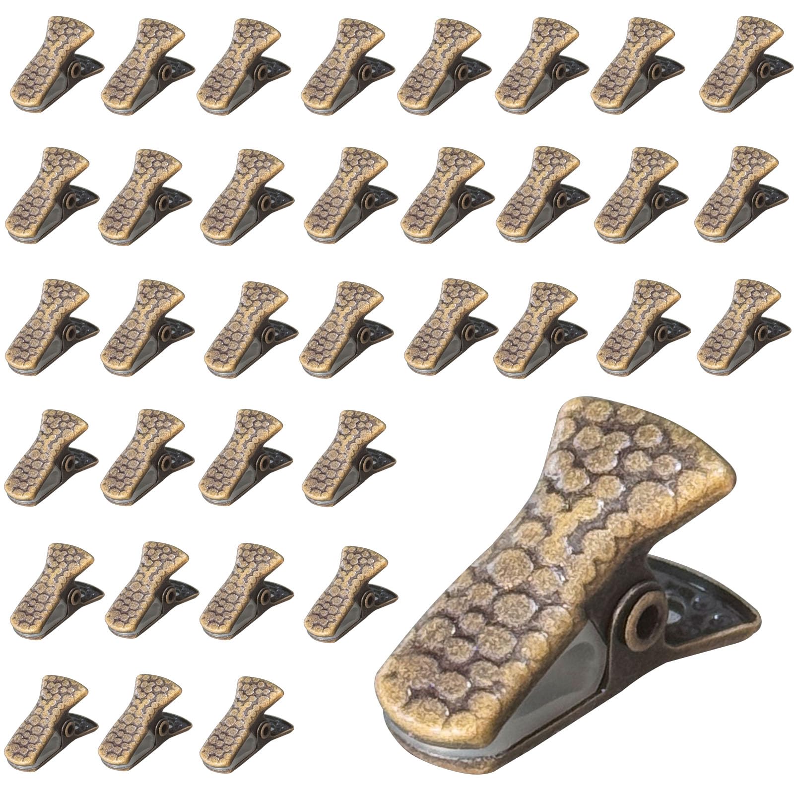 35 Pack Mini Metal Alligator Clips for Crafts Non-Slip Silicone-Coated Retro DIY Badge Small Spring Clips (Bronze)