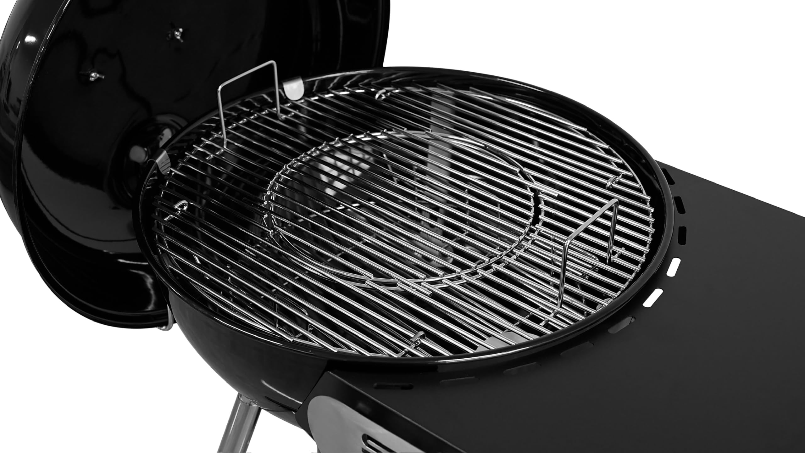 Start N Grill - Barbecue 57cm charbon à allumage automatique - SNG Evolution - Allumage en 3mn, cuisine extérieure, kettle émaillé, plan de travail tablette, support couvercle, grilles inox, breveté