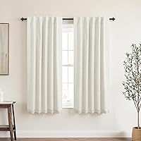 Vista 44 de KOUFALL Cortinas para Ventanas de Cuarto Opacas, Lino Blancas Bloqueador de Luz 84 Largas para Sala Elegantes Oscuras Cortina Sala de Estar Marfil