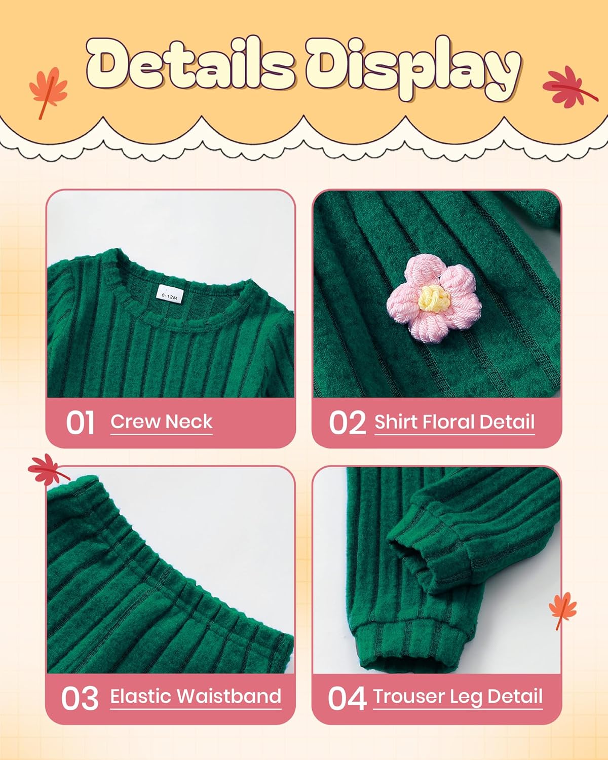 Mioglrie Toddler Baby Girl Clothes Fall Winter Outfits Infant Girl Sweatshirt Top 6 9 12 18 24 Months 2T 3T Pants Set - Image 7