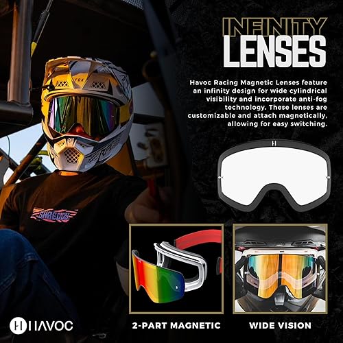 Miniatura 9 de Havoc Racing Lentes Infinity  Lentes de repuesto magnéticas intercambiables  Antivaho y anti-UV, antiarañazos