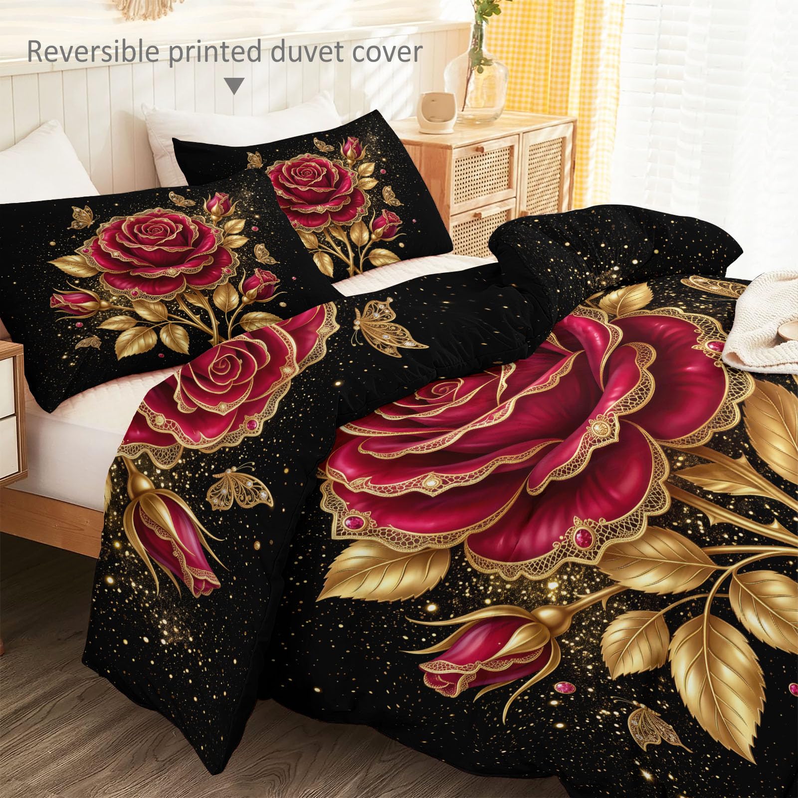 Biancheria da letto in stile vintage, 180 x 200 cm, con chiusura lampo