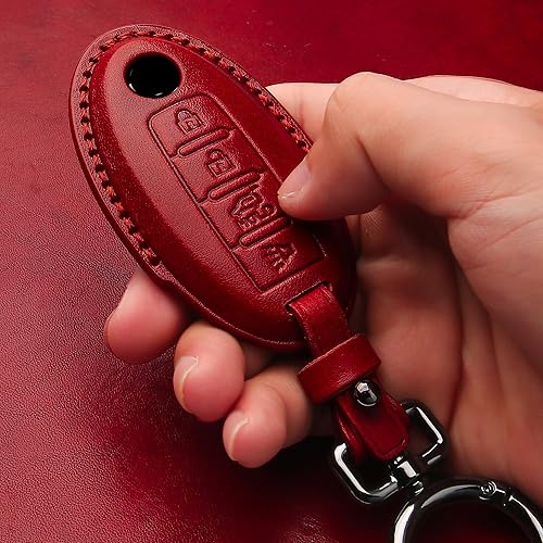 Miniatura 6 de Tukellen Compatible con Nissan - Funda de piel auténtica hecha a mano para Altima Pathfinder, Armada, Murano, Maxima, Rogue, Infinity, control