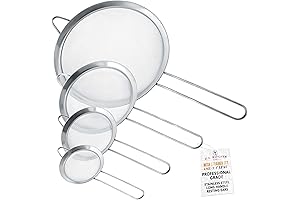 U.S. Kitchen Supply Complete Mesh Strainer Set: 3/4/5.5/8 Inch Fine Stainless Steel Strainers