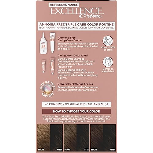 Miniatura 22 de L'Oreal Paris Excellence Universal Nudes - Tinte permanente para el cabello, sin amoníaco, para cobertura de cabello gris, rubio natural 8N, 1 kit