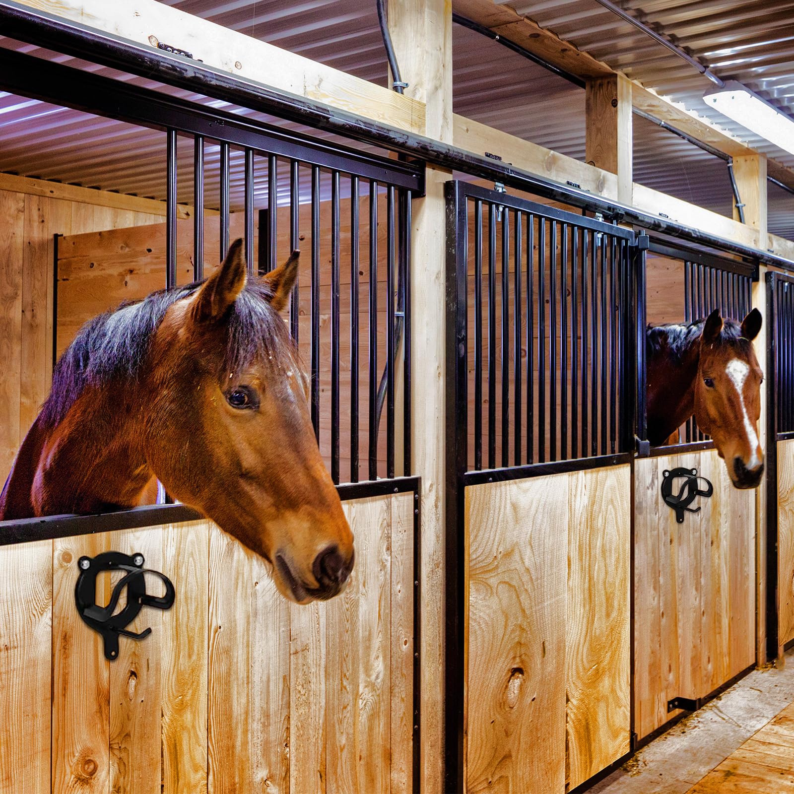 Cabestro Para Caballos, 6 Piezas de Soportes de Brida Para Caballos Soporte de Brida de Metal Ganchos de Brida Equipados Con Tubos de Expansión Y Tornillos Para Cuarto de Aperos Granero Establo(Negro)