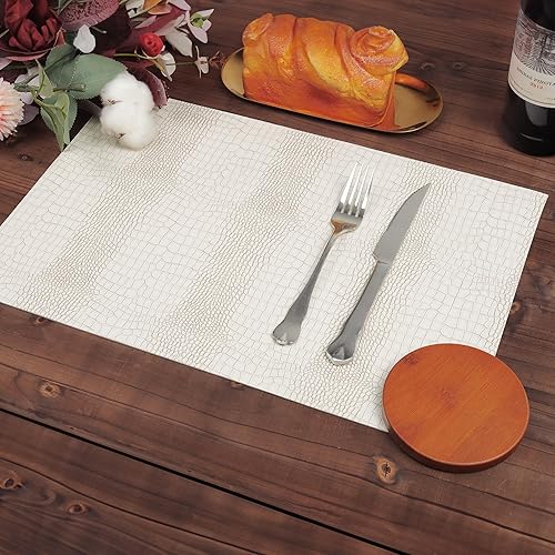 Miniatura 5 de fanquare Manteles individuales de piel sintética, 4 piezas, manteles individuales de doble cara para mesa de oficina, mesa de conferencias,