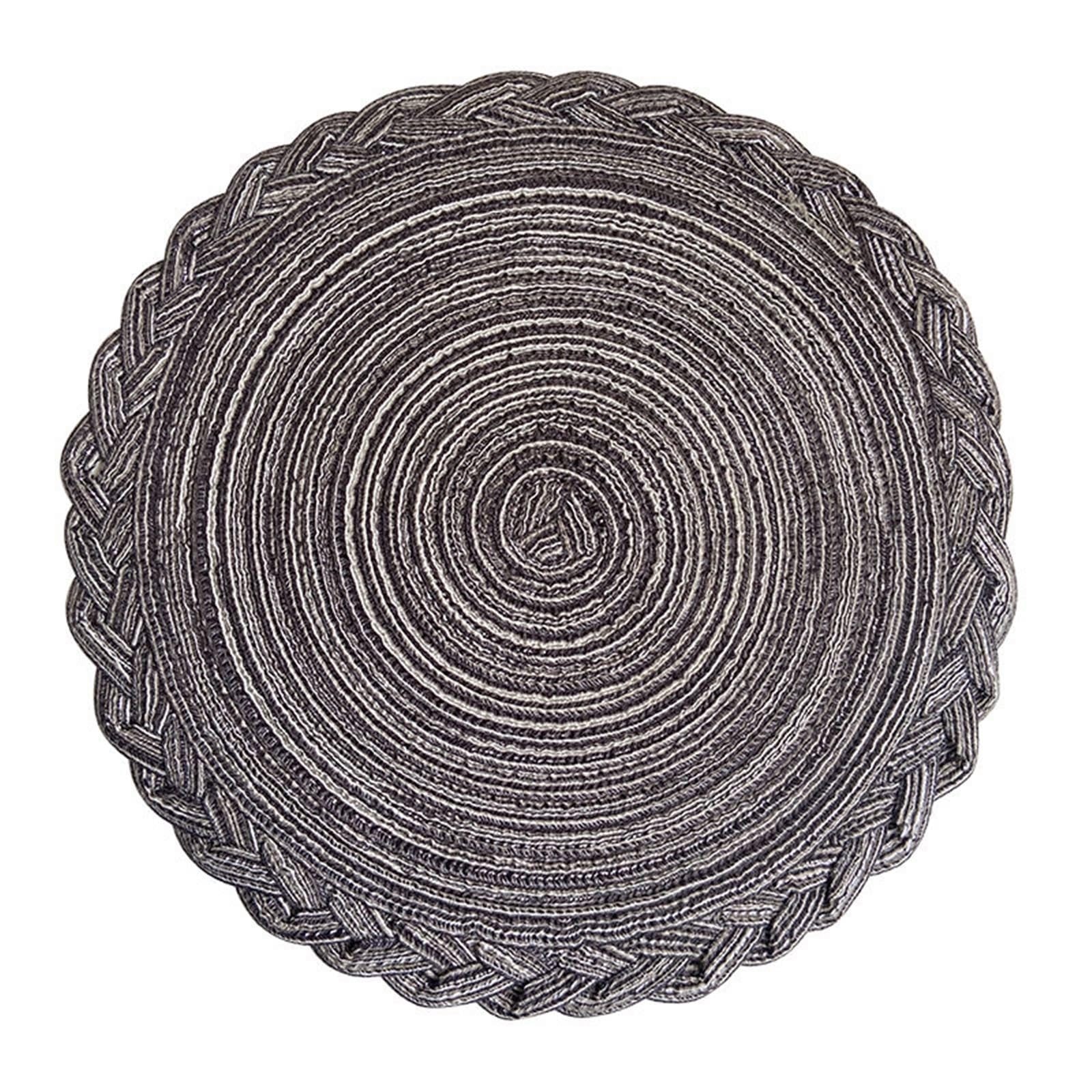 Sets de table gris à motif floral tissé rond 38 cm de qualité
