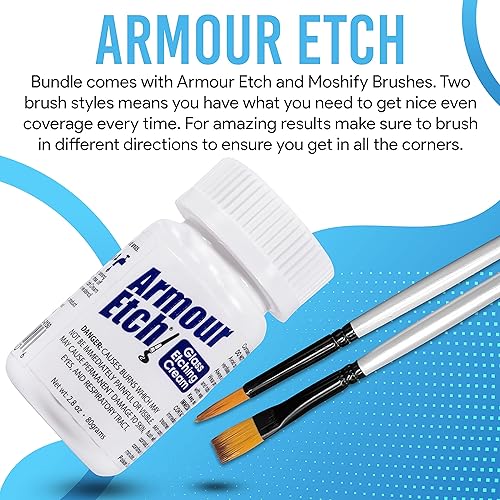 Miniatura 5 de Armour Etch - Crema para grabado de vidrio, tamaño de 2.8 onzas, incluye cepillos de aplicación Moshify