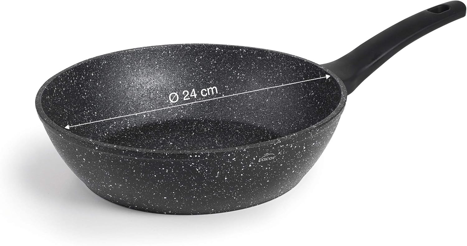 Lacor - 26834 - Honda Non-Stick Frying Pan, Forged Aluminium, Suitable for All hob Types Including Induction, Full Induction, Ø24 cm, Eco-Friendly, PFOA Black
