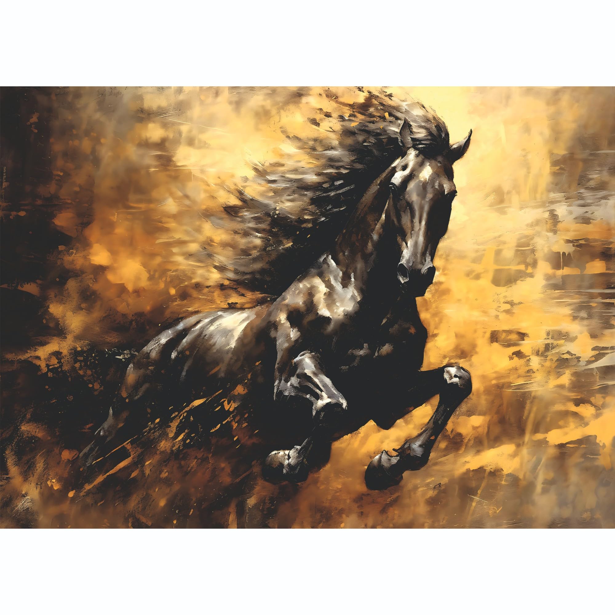 Papier de riz Cheval Noir, 29 x 40cm (1pc) - pour meubles Poster Craft Decoupage by CRAFT KREATIVELY