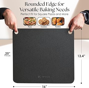 UMAID Pizza Steel for Oven & Grill, 16x13.4, 1/4 Thick Pre-Seasoned Carbon Steel Baking Steel for Oven, Pizza Steel for Oven, Best Fit for Standard 12 Home Pizza, Includes Recipe Booklet