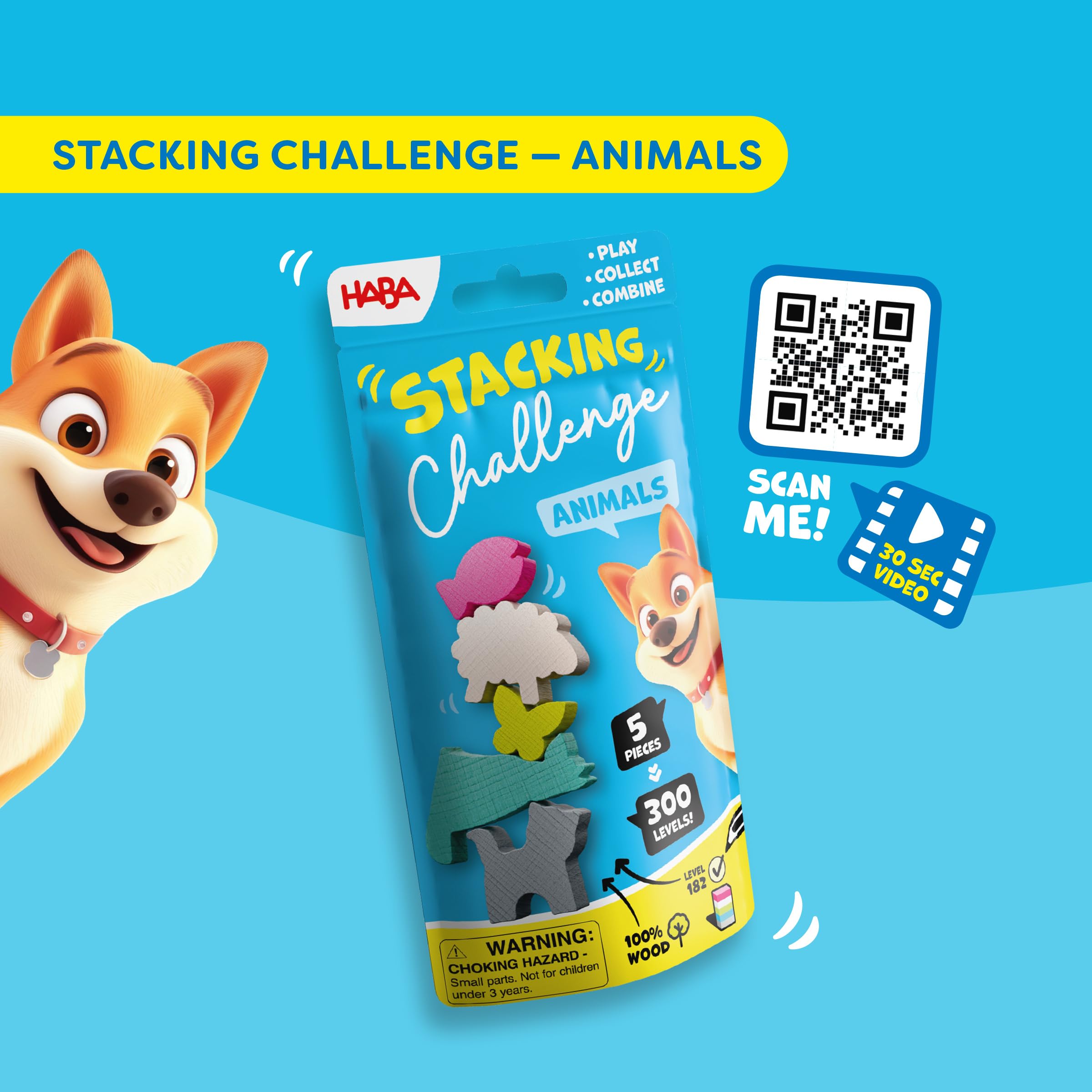 HABA Stacking Challenge Animals – urzekający pojedynek ze zwierzętami na 300 poziomach, kompaktowa gra zręcznościowa od 6 lat, idealna gra podróżna i upominek w podróży – 2013867001