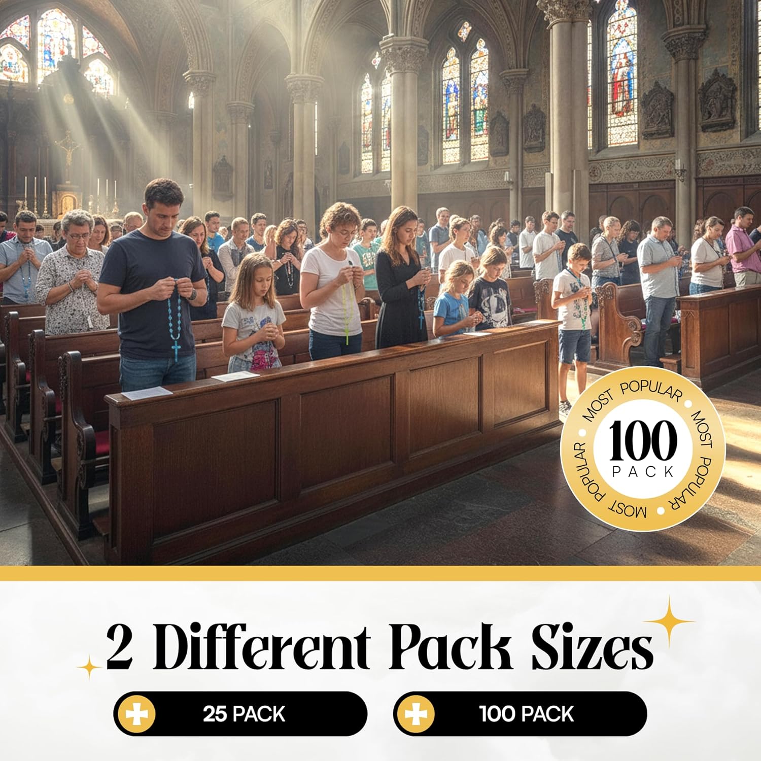 RosaryMart Catholic Rosary Beads for Prayer – Glow in the Dark Plastic Rosary Necklace with Crucifix, Durable Nylon Cord, Made in Italy, Devotional Prayer Beads for Women and Men – Pack of 100 - Image 8