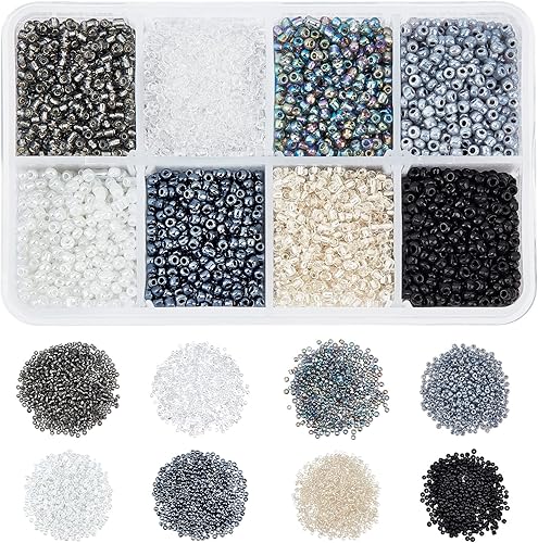 Miniatura 20 de NBEADS 15 colores 6/0 cuentas de semillas de vidrio, alrededor de 3000 cuentas redondas azules de poni de 0.15 pulgadas, cuentas sueltas para diseño