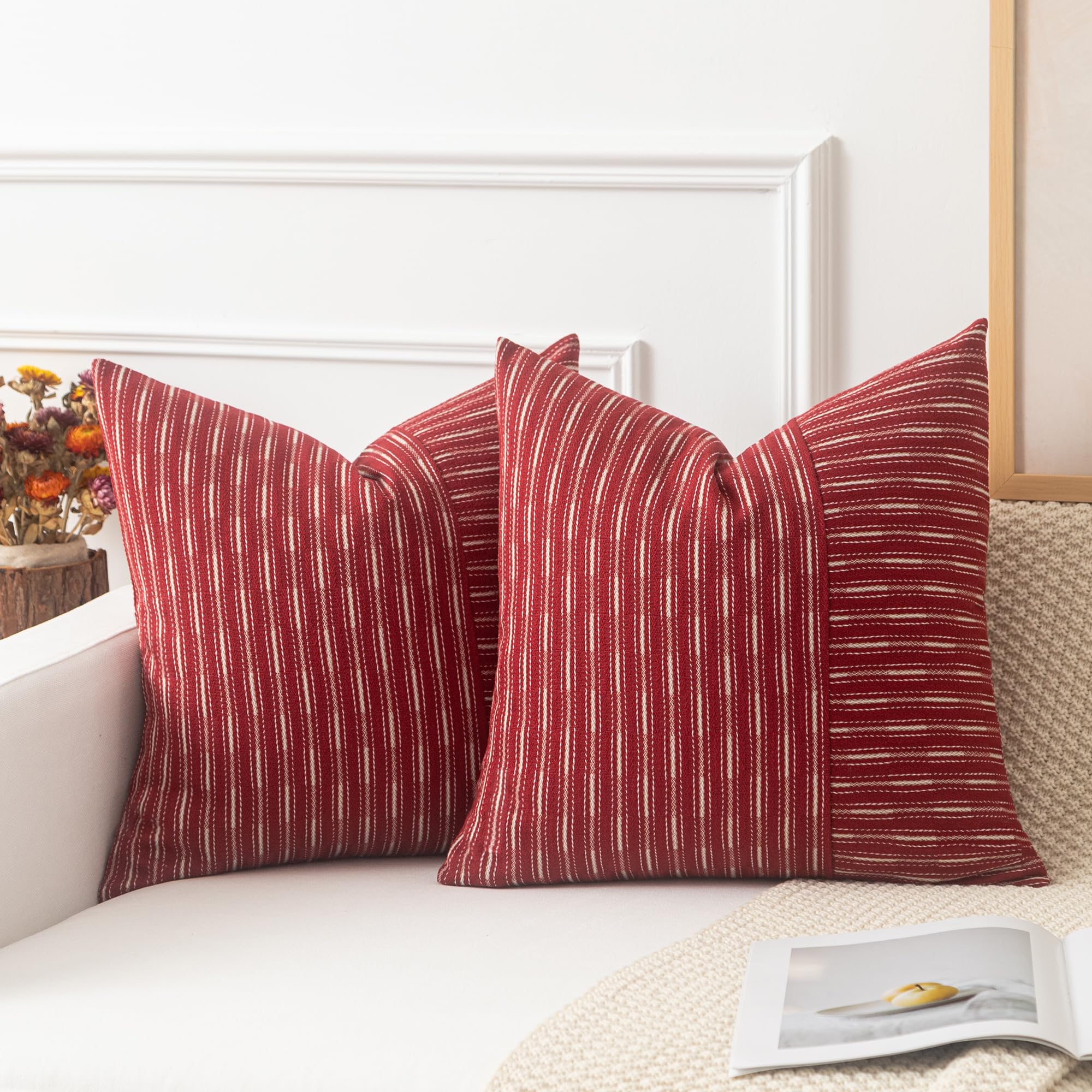 Amazon.co.jp: Kevin Textile ワインレッドとベージュ ファームハウス