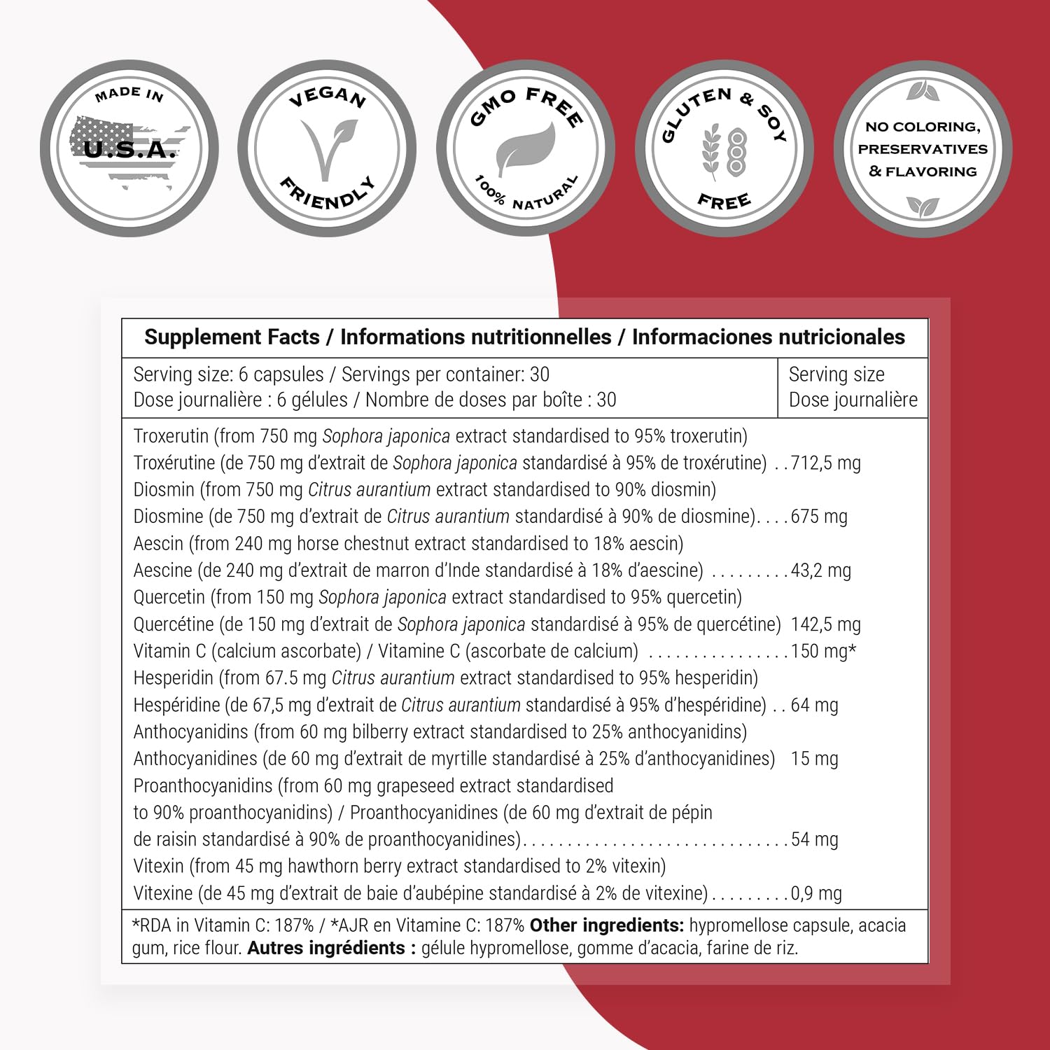 Supersmart - VeinoMax (Advanced Complex) - with Diosmin, Hesperidin, Horse Chestnut, Vitexin - Veins Supplement | Non-GMO & Gluten Free - 180 Vegetarian Capsules — Amazon image 4