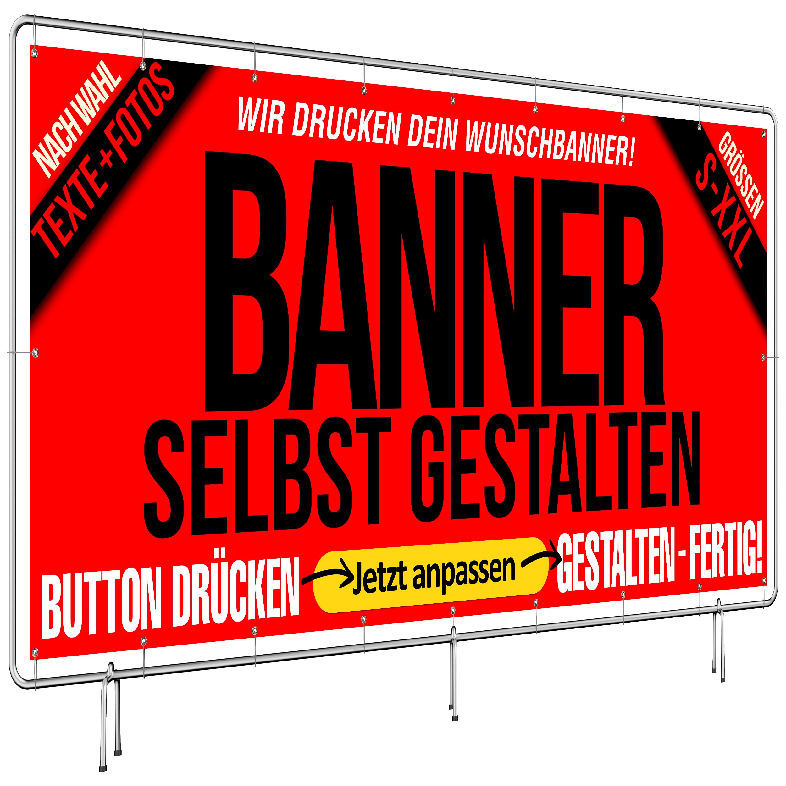 Dein Banner personalisiert mit Text/Logo/Foto | ideal für Aussenwerbung, Hinweisschild, Geburtstag, Events, Hochzeit, Jubiläum, Schulabschluss, Werbebanner